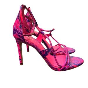 Gianni Bini pink and purple strap sandal heel